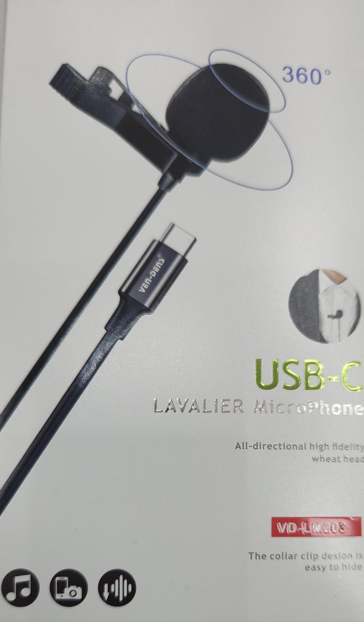 Lavalier USB-C Microphone 1.5m Audio Line